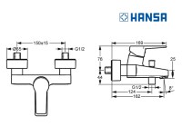 MEDIDAS MONOMANDO BAÑO-DUCHA TWIST HANSA